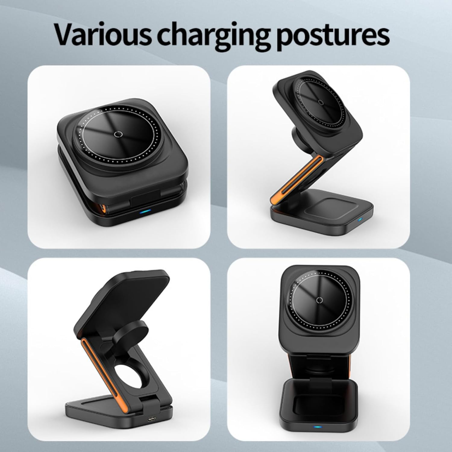 3 in 1 Wireless Charging Station Portable Foldable 15W Magnetic Wireless Charger Mobile Phone Holder Foldable Wireless Charger - Image 4